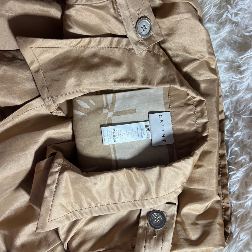 Celine trench coat size 40 light metallic weight trench coat. It’s blended silk. - Picture 4 of 16